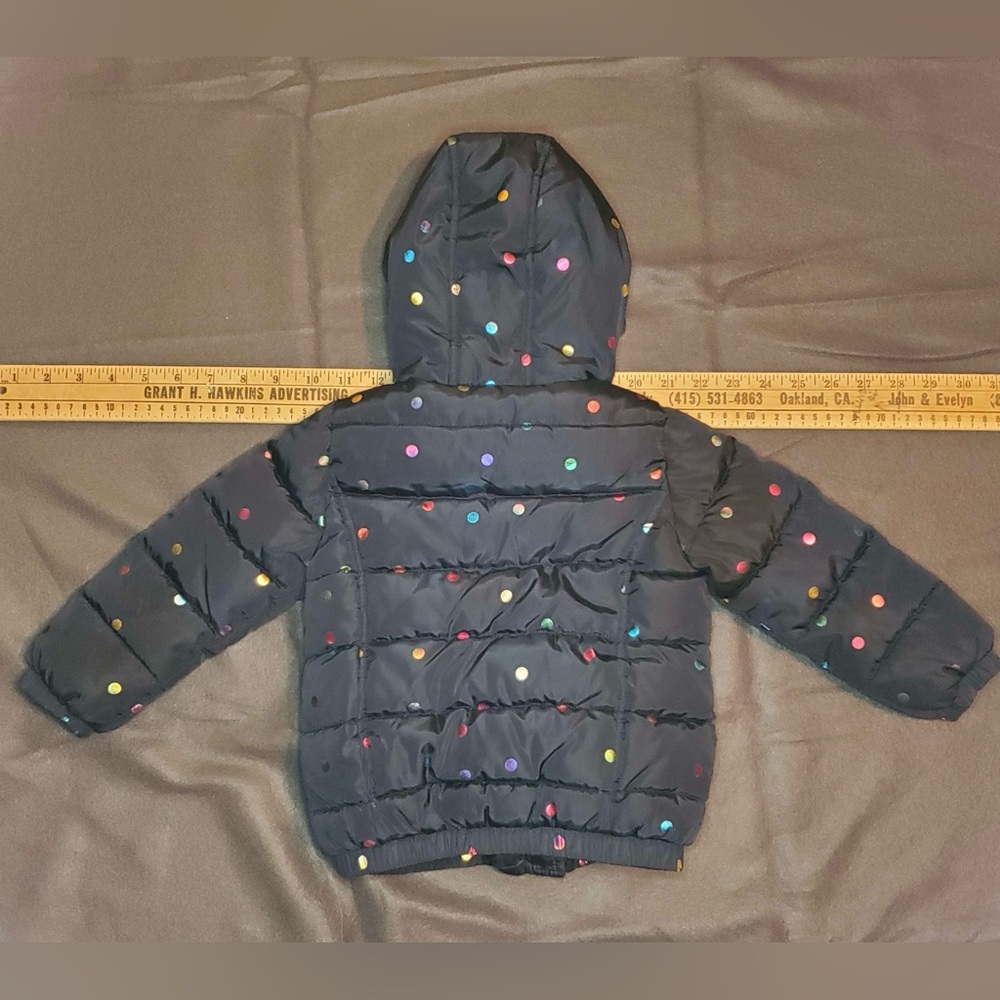 DKNY baby puffer jacket Blue with rainbow polka dots - Picture 2 of 9
